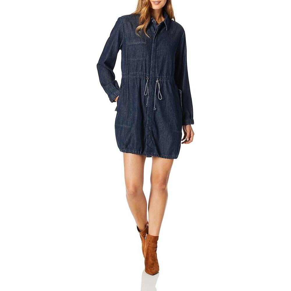 AG Adriano Goldschmied Blue Chambray Denim long Sleeve Shirt Dress Size Small